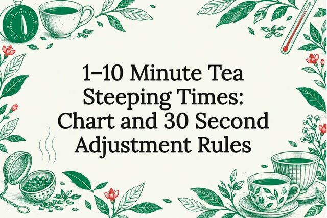 Decorative tea steeping times title card
